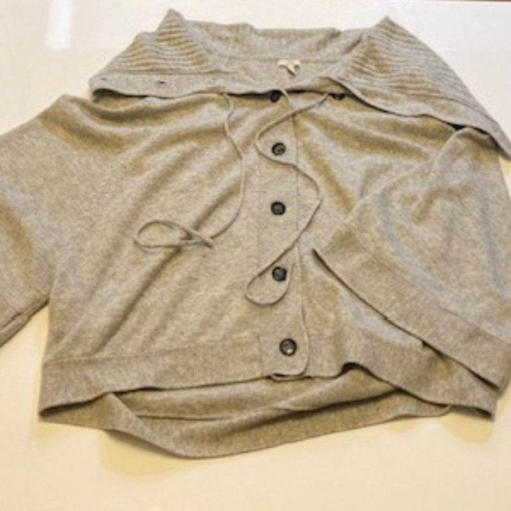 Joie Grey Button Down Oversized Collar Cashmere Sweater Womens Size Medium